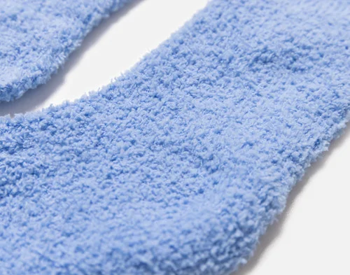 Close-up of the fluffy surface on our Blue Lounge Socks.