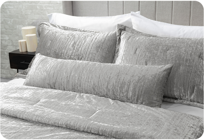 Our Avalon Lumbar Pillow in Silver is designed for comfort and style