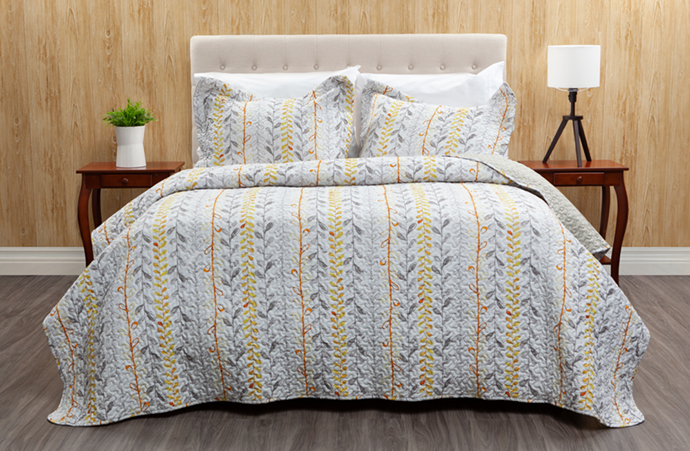 Leno Coverlet Set styled on a double bed