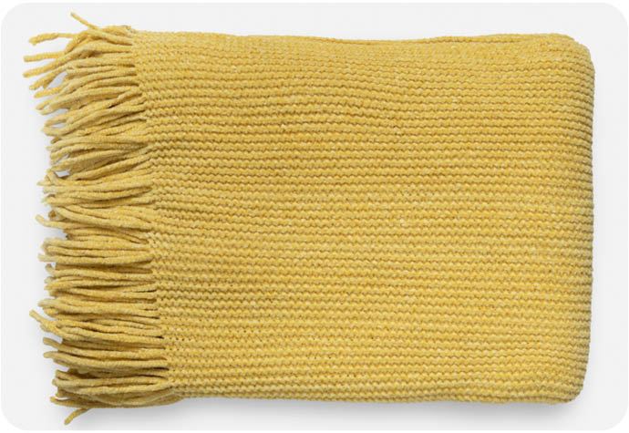 Our new Chenille Throw in Yellow pictured folded 