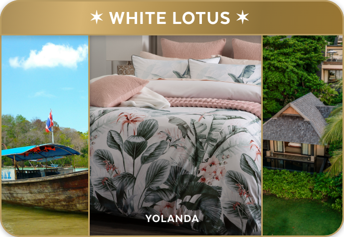 Our Yolanda Duvet Cover, in White Lotus Style.