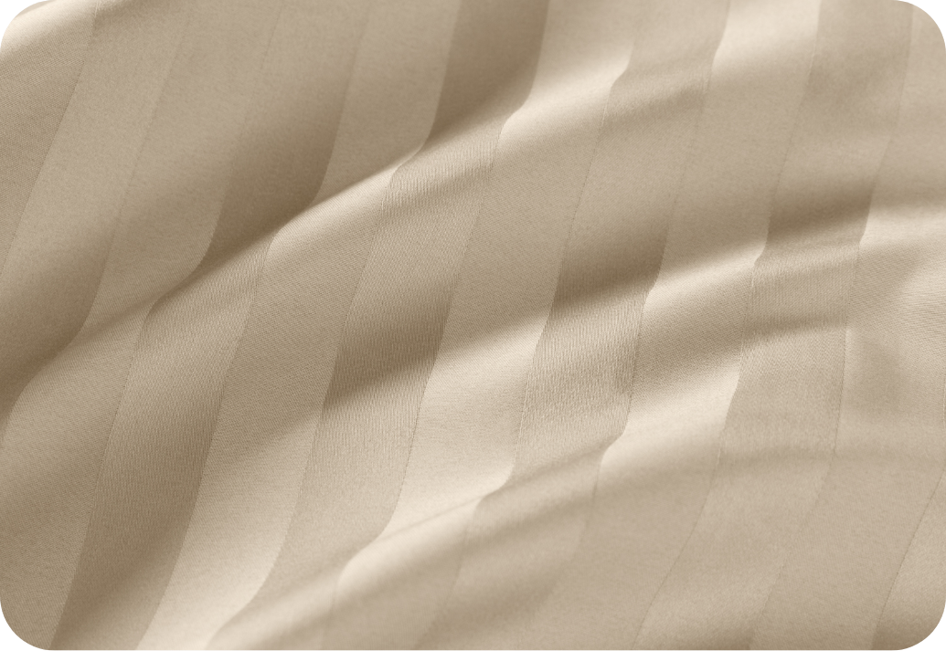 Close up on our Egyptian Cotton Sheets in Almond.