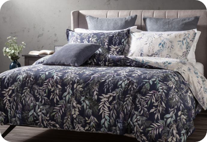 Our Kona Bay collection dressing a queen bed.