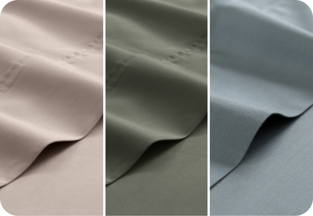 The Colours of the Season A split image of three different sheet colours.