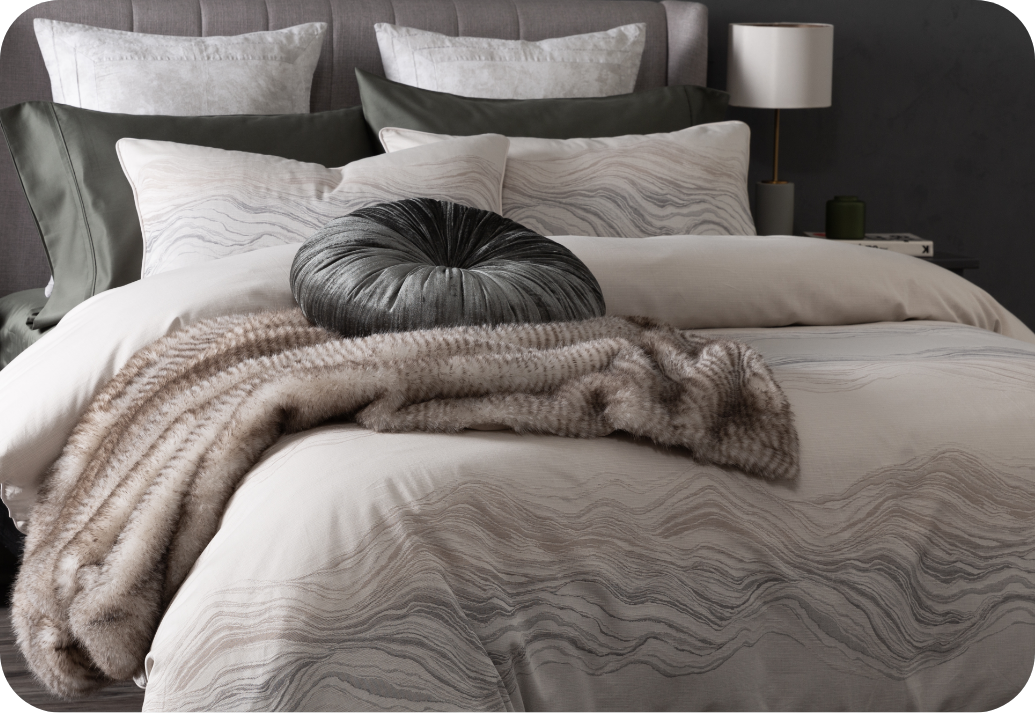Striation, Layered Our Striation Duvet Cover, layered with accessories.