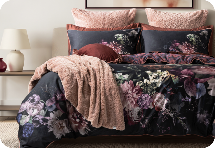 Our Valentina Collection Front view of our Valentina Collection dressing a bed with accessories.
