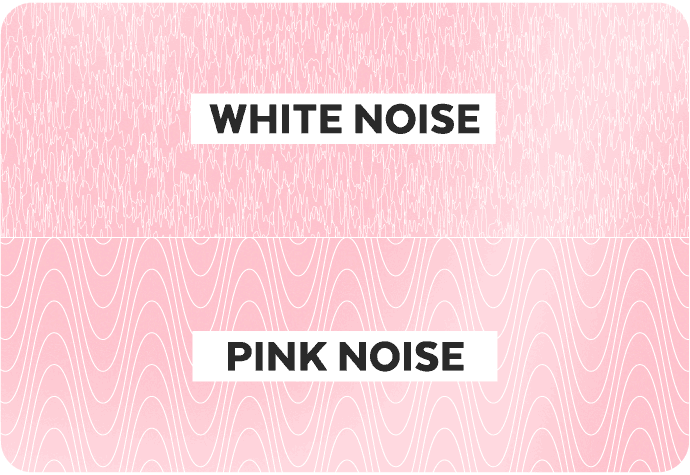 A graphic illustrating the frequencies of white and pink noise.