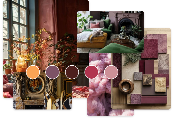 Inspiration collage from our Romantic Return trend.