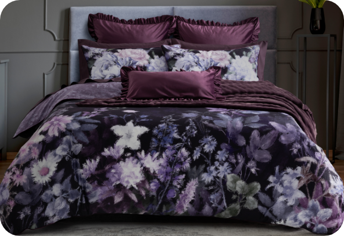 A bed elegantly dressed in our Christabel collection.