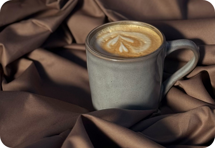 Mocha Whip Sheets Feat. An Actual Mocha Cozy coffee on Mocha Whip Sheets.