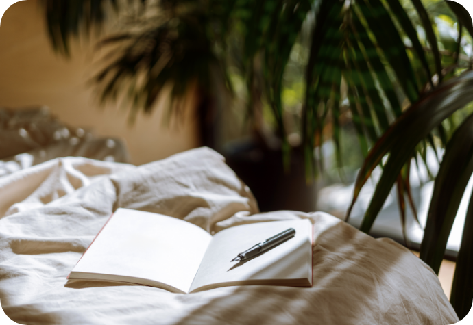 Writing With Gratitude Journal next to bed.