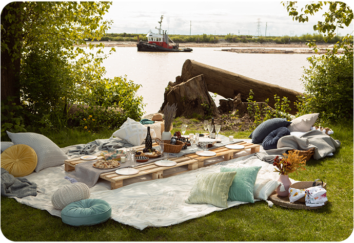 Staff Picnic in Vancouver featuring staff recipes and QE Home bedding and accessories.