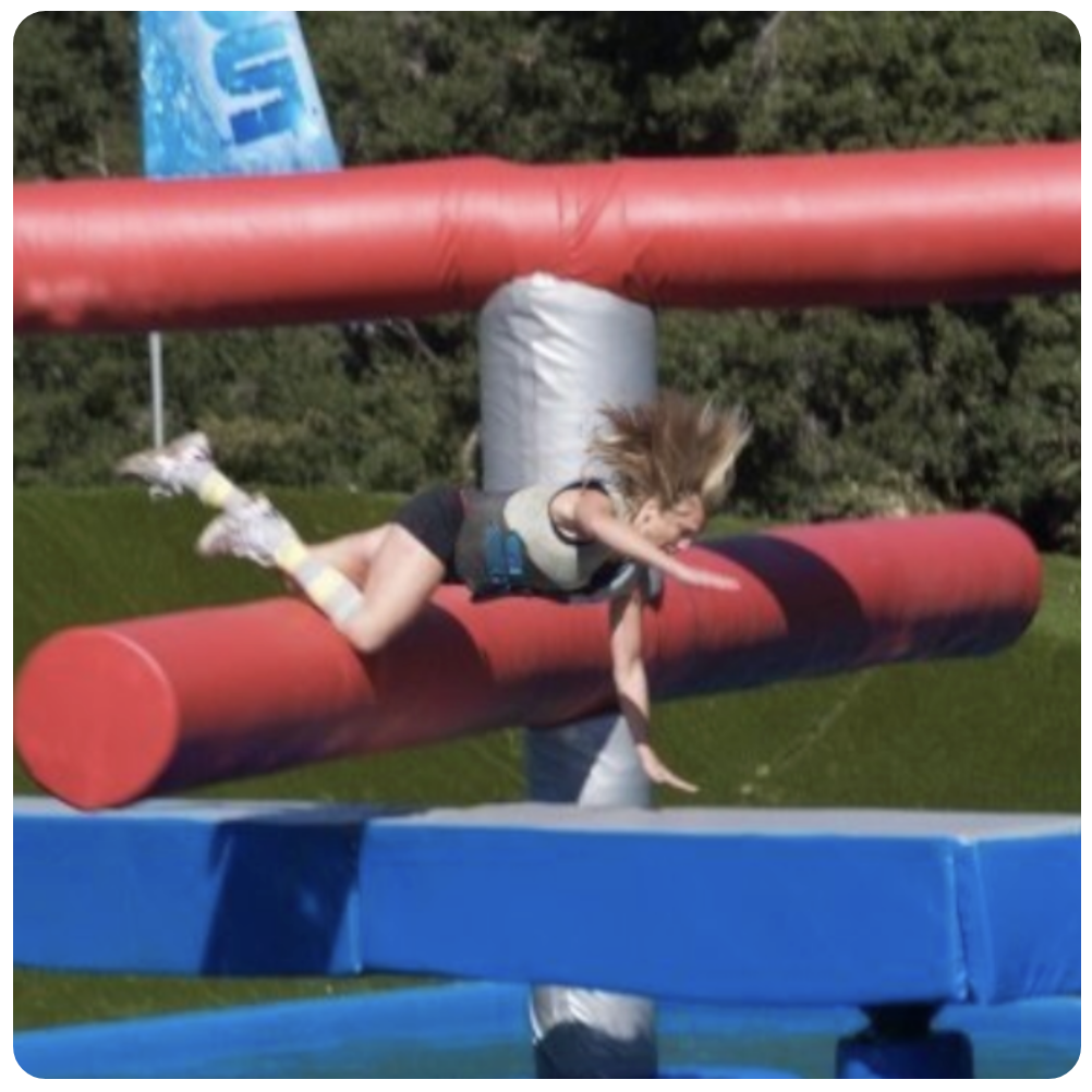 Tanya P., competing on Wipeout Woman competing on Wipeout